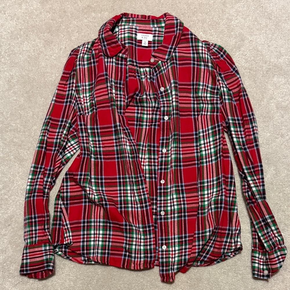crown & ivy Red Plaid Button-Down Shirt
